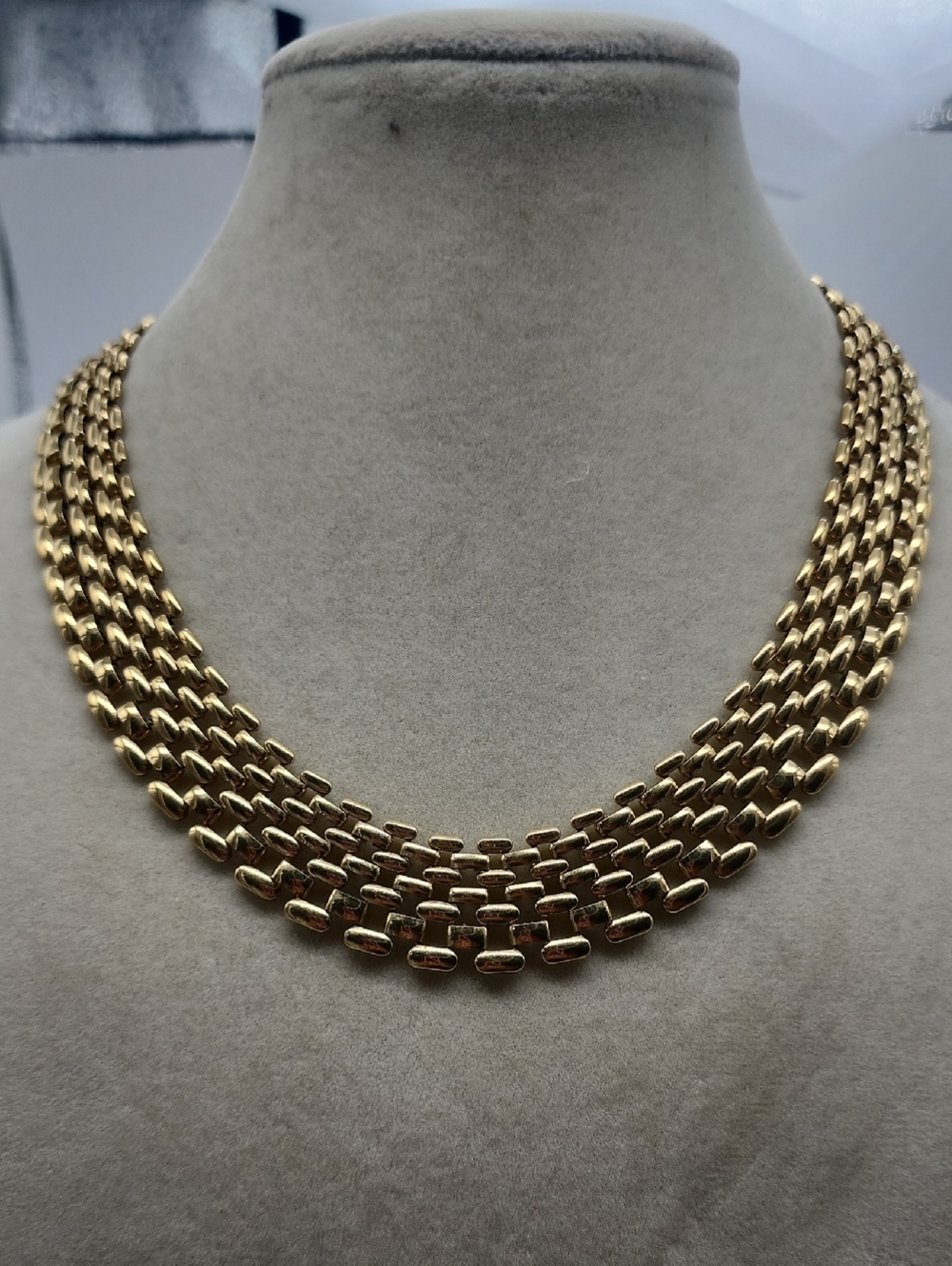 Vintage Goldtone Multi-Row Chain Collar Necklace 15.5"